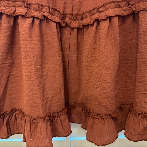 Inspired Hearts Rust Ruffle Short Sleeve Babydoll Dress Size L - Picture 4 of 4
